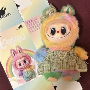 Pastel Rainbow Plush Doll with Overalls